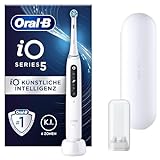 Oral-B iO Series 5 Elektrische Zahnbürste/Electric Toothbrush, 5 Putzmodi für Zahnpflege, LED-Anzeige & Reiseetui, Valentinstagsgeschenk für Ihn/Sie, Designed by Braun, quite white