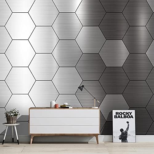 XLMING Portrait Metall Stil Geometrisch Küche Esszimmer Arbeitszimmer Wohnzimmer TV Hintergrund Wand 3D Tapete-200cm×140cm