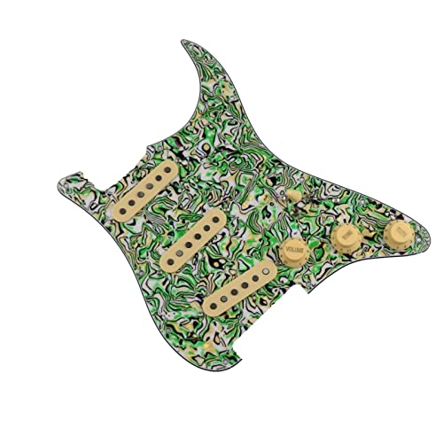 Geladenes Gitarren-Pickguard Pickups Gitarre Alnico 5 Pickups SSS. Single Coils Pickups Geladene Pickguard/Gelbe Pickup-Abdeckungen (Color : 19)