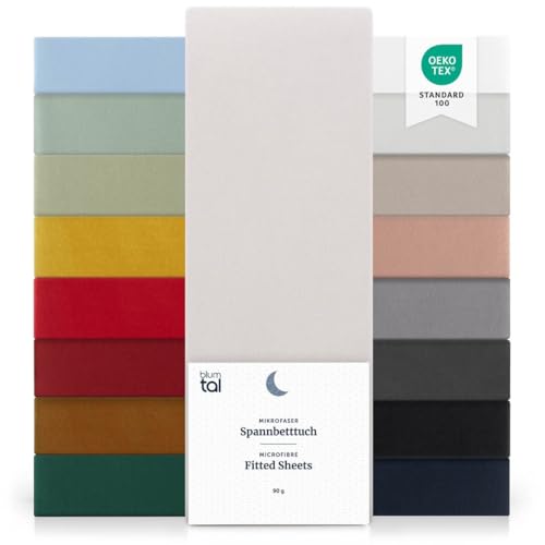 Blumtal® Spannbettlaken 80x200 2er Pack - Spannbettlaken Microfaser - Oekotex zertifiziertes Bettlaken 80x200 cm - Spannbettlaken 80x200 cm 2er Pack - Spannbettücher 80x200 cm - Moonlight Grey-Grau