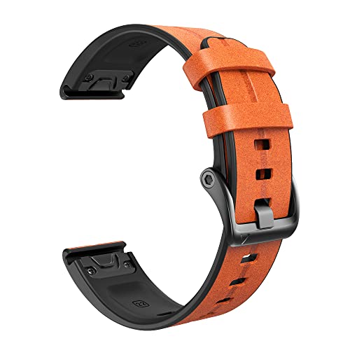 OPKDE 22 x 26 mm Silikon-Armband QuickFit-Armbänder für Garmin Fenix 7X 7 6 6X Pro 5X 5 D2/Tactix 7 Leder-Smartwatch-Armbänder, 26mm For Tactix 7, Achat