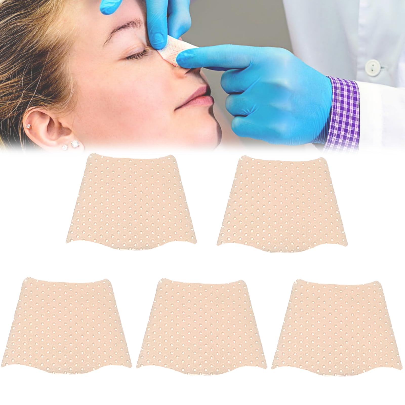 CHOYTONG Thermoplastische Nasenschienen, externe Nasenstützung, Schutz für Nasenbandage, Rhinoplastie, Septoplastie, ENT, orthopädische Ruhigstellung, gewellte Form, 5 Stück (S)