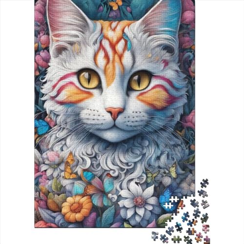 Kunstpuzzle für Erwachsene 1000 Teile Kunstkatzen Holzpuzzle für Erwachsene Puzzlespiel Spielzeug für Erwachsene Familienpuzzle Geschenk (29,53 x 19,69 Zoll)