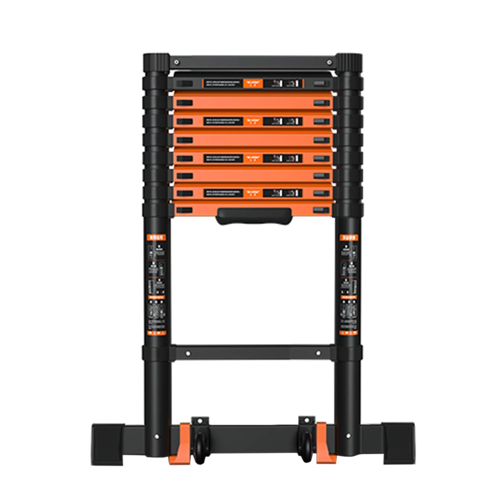 RASOANOA 2,6 m/3,2 m/3,8 m/5 m Teleskop-Ausziehleiter, 200 kg/440 lbs maximale Tragkraft – Aluminium-Klappleiter für den Innen- und Außenbereich (Größe: 2,3 m/7,5 Fuß) (5,9 m/19,3 Fuß) Ambitious