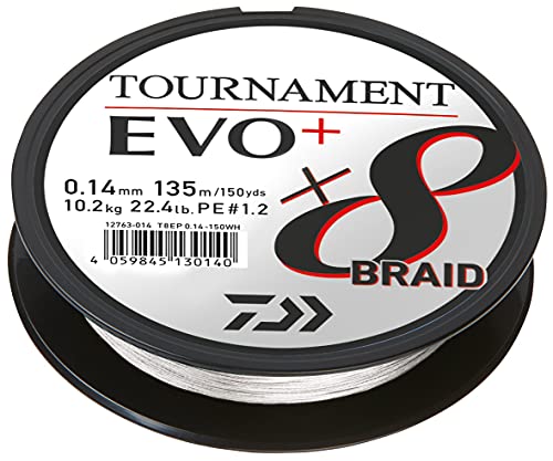 Daiwa Tournament X8 Braid EVO+ 0,16mm 270m Weiß geflochtene Angelschnur