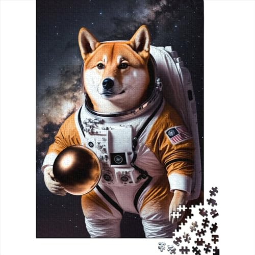 Shiba Astronaut Puzzles für Erwachsene Puzzles 1000 Teile für Erwachsene Schwierige Puzzles Spielspielzeug für Erwachsene Familienpuzzles Geschenk 75x50cm