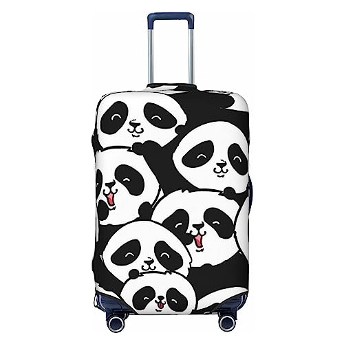 Miniks Reisegepäckhülle mit niedlichem Cartoon-Panda-Motiv, strapazierfähig, passend für 45,7 - 81,3 cm große Gepäckstücke, Schwarz, Large