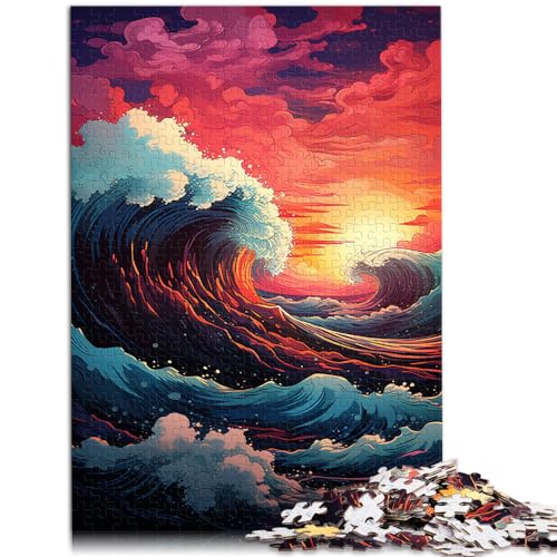 Puzzles farbenfrohen, psychedelischen Ozean. Schwierige, anspruchsvolle Puzzles aus Holz mit 1000 Teilen, pädagogische Herausforderung, Weihnachts- Geburtstagsgeschenke (50 x 75 cm)