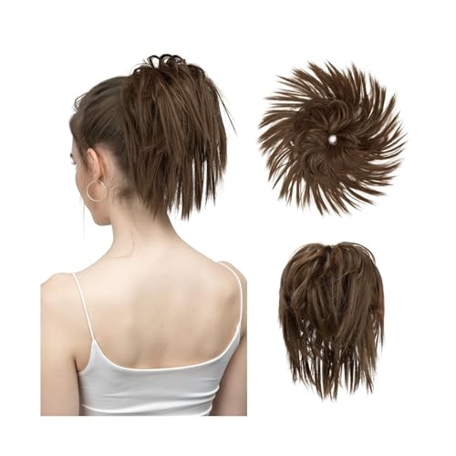 Haarteile Haarknoten Synthetisches Kunsthaar, unordentlicher Dutt, Chignon, elastisches, flexibles Band, Haargummi, lockiges Haarteil, synthetische Verlängerung Brötchen Haare(10)