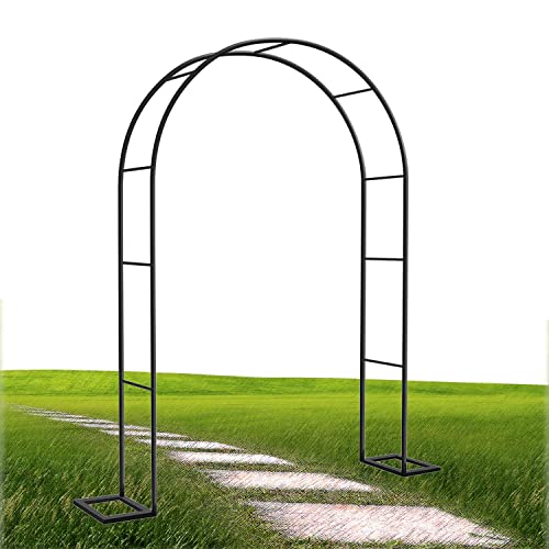 ALKOY Stahlrahmen-Gartenbogen-Pergola, Hochzeitslaube Aus Metall, 140 cm, 160 cm, 180 cm, 120 cm, 240 cm, Extra Breite Laube Für Rosen, Kletterpflanzen, Einfache Montage/Schwarz/B160 * H220Cm