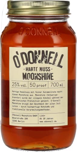 3 Gläser O'Donnell Moonshine “Harte Nuss” Likör (700 ml) I Made in Germany I Natürliche Zutaten I Premium Haselnuss Schnaps nach Amerikanischer Tradition I 25% Vol.