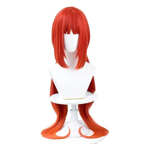 WCCNKK Anime Cosplay Perücke, Genshin Impact Nilou Perücke, Orangerotes 95 cm Langes Haar, Mit Kostenloser Perückenkappe, Für Party Alltag Halloween Perücke, Animationsdekoration