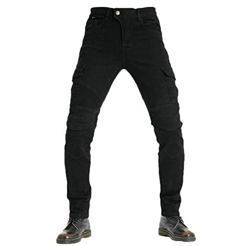 YOUCAI Herren Motorradhose Motorradjeans Denim Motorrad Hose mit Protektoren Motorradbekleidung Schutzkleidung Slim Fit Denim Hose,Schwarz,XL