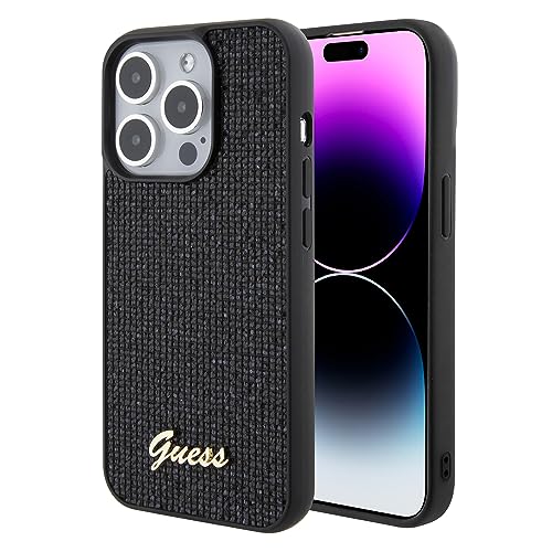 Guess GUHCP15LPMSDGSK Hülle für iPhone 15 Pro 6.1" Schwarz hardcase Disco Metal Script