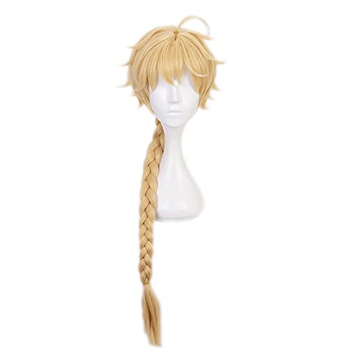 Spiel Genshin Impact Cosplay Aether Traveler Golden Braid Hochtemperaturfaser Haar Rollenspiel Perücken + Haarnetz