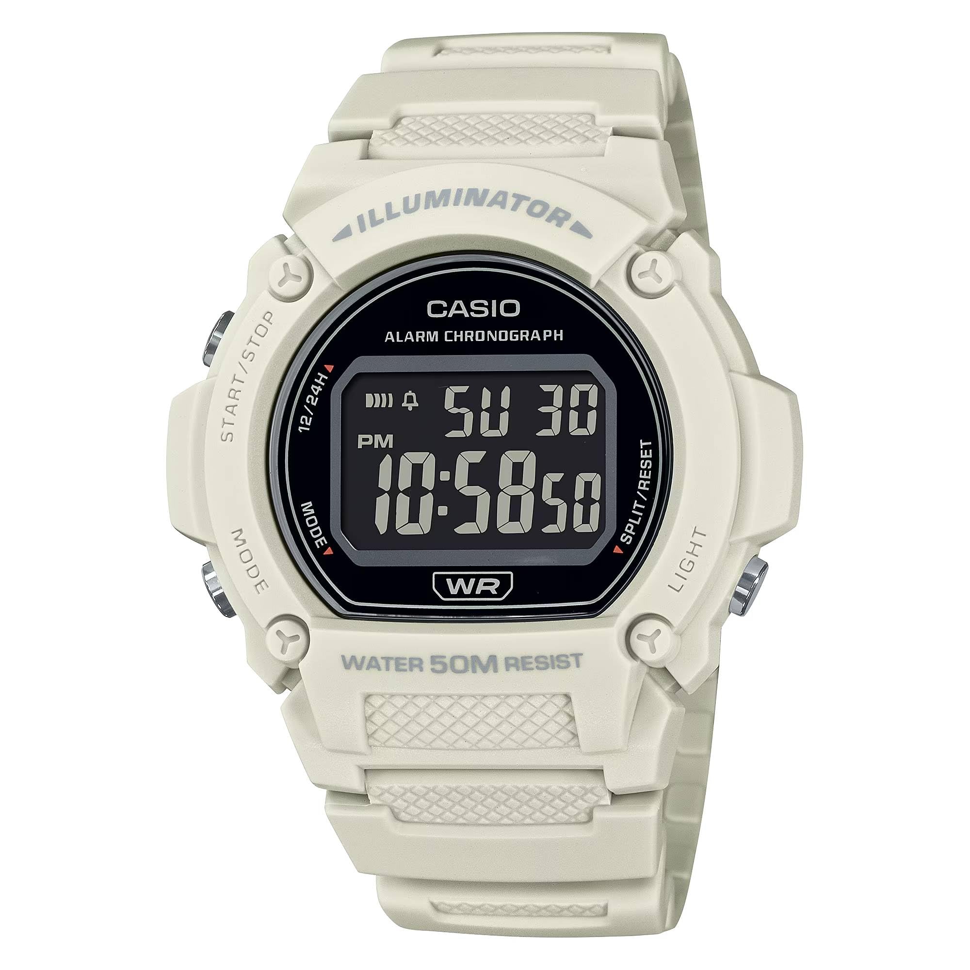 Casio Digitale Unisex-Armbanduhr W-219HC-8BVDF, Kunstharz, Weiß, Armband