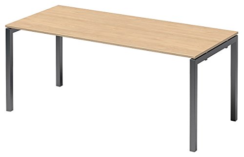 BISLEY Cito Schreibtisch, 740 mm höhenfixes U, H 19 x B 1800 x T 800 mm, Metall, Mp334 Dekor Ahorn, Gestell Anthrazitgrau, 80 x 180 x 85 cm