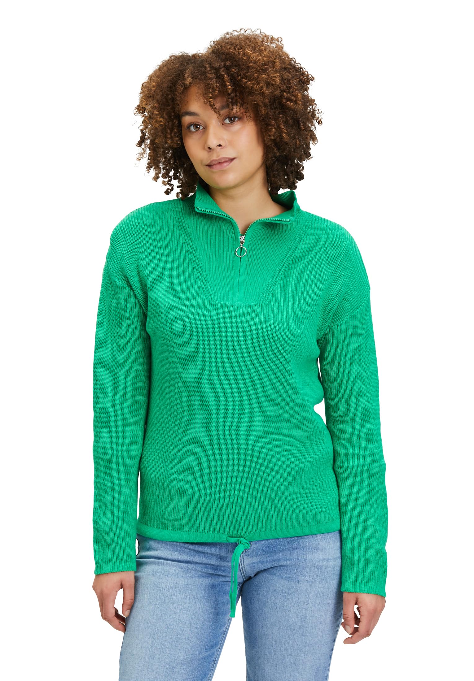 Cartoon Damen Basic-Strickpullover mit Stehkragen Bright Green,42