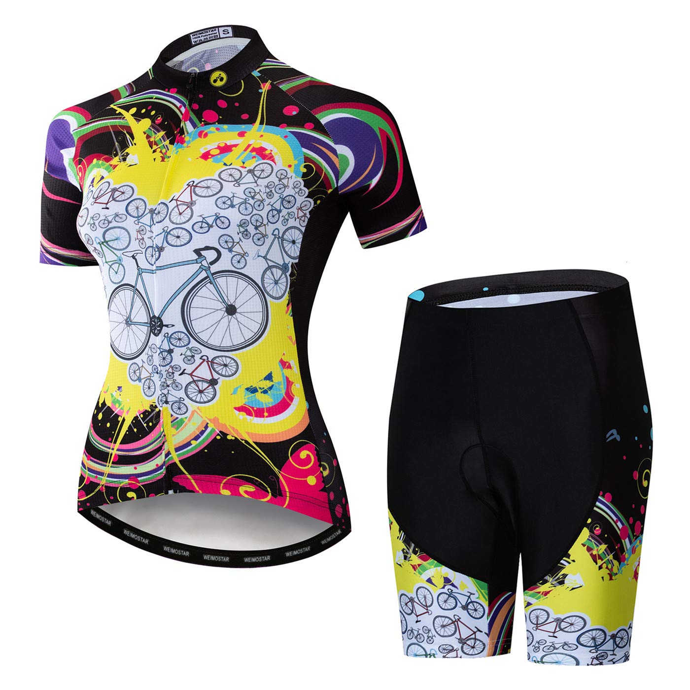 Hotlion Radtrikot Damen Set Kurzarm Fahrradbekleidung Frauen Sommer Fahrradkleidung Fahrradtrikot Rennrad Outfit CF2