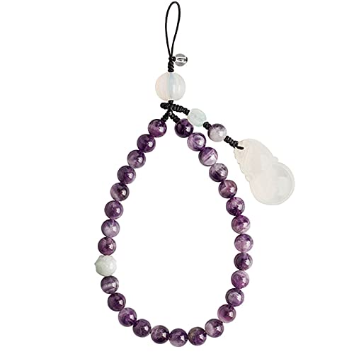 GETSTREE Perlen-Telefon-Lanyard-Handschlaufe, natürliche Amethyst-Kristalle, Dekor, handgefertigte Buddha-Perlen, Armband-Handschlaufe for Handyhülle, Lila (Farbe: Lila)