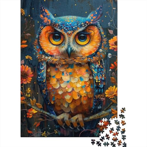 Buntes Eulen-Holzpuzzle für Erwachsene und Jugendliche von Difficult Challenging Puzzles, 1000 Teile, entspannendes intellektuelles Lernspielzeug 29,53x19,69 Zoll