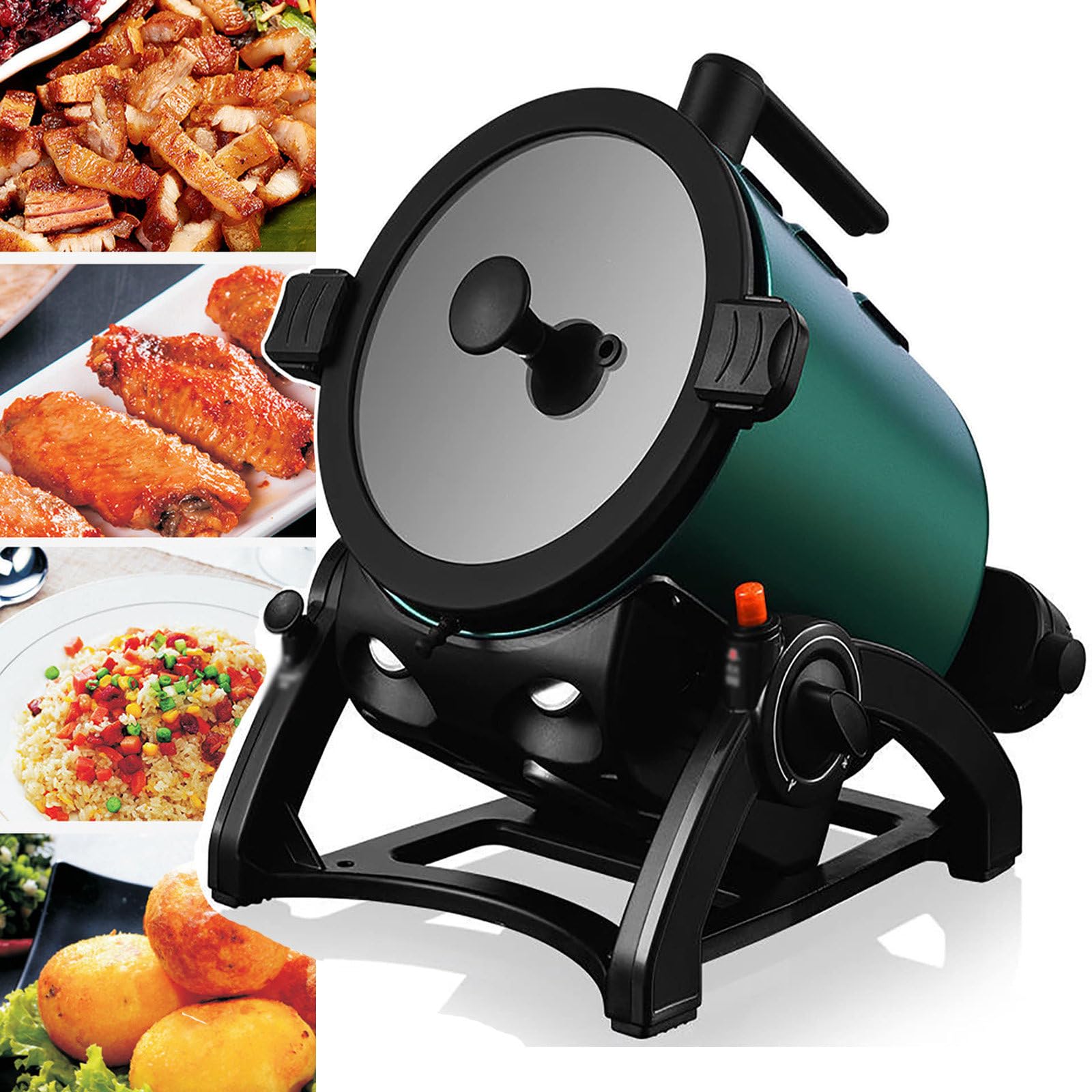 JMbpkduHs Gewerbliche Kochmaschine, Automatische Grillmaschine Zum Braten, Großes Fassungsvermögen 6 L, 4 Stufen Einstellbar, 360° Drehbare Heizung, Picknick-Trommel-Kochmaschinen