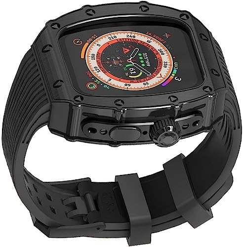 NEYENS Weiches Silikon-Uhrenarmband, Metallgehäuse, für Apple Watch Ultra 8 49 mm, Edelstahl-Uhrenabdeckung, Sportbänder, integriertes Armband, Militärschutz, Uhrenzubehör mit Werkzeug, For 49mm,