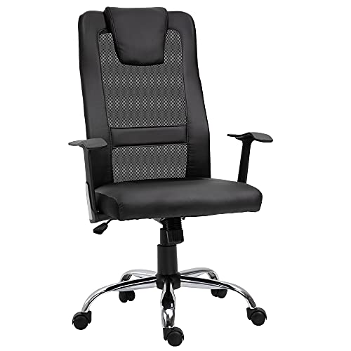 Vinsetto Bürostuhl Drehstuhl höhenverstellbar Chefsessel Schreibtischstuhl ergonomisch PU schwarz 66 x 73 x 108-118 cm