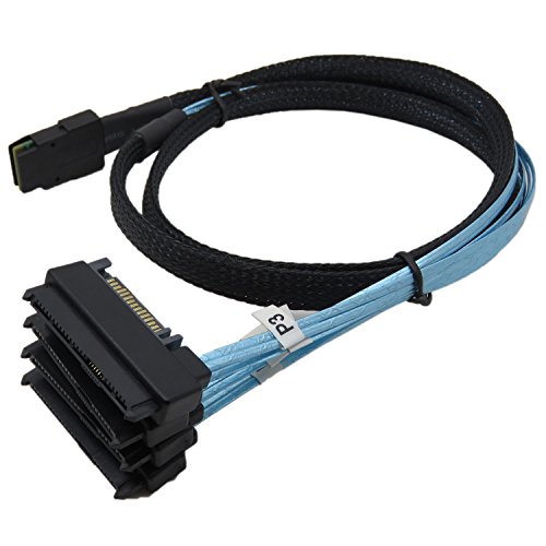 CableDeconn Mini SAS 36 SFF-8087 auf (4) SFF-8482 Anschlüsse mit SATA-Stromversorgung, 0,5 m