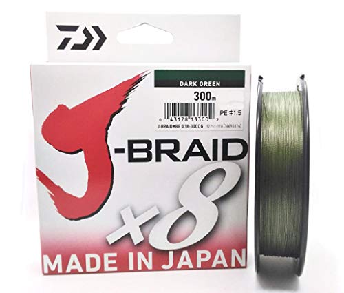 DAIWA - Tresse Daiwa J Braid X8 300m - 0,16mm - 9Kg - Verte