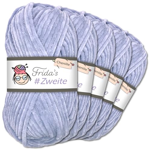 Frida`s #Zweite Wolle 5 x 100g Chenille Wolle Garn Amigurumi Stricken & Häkeln weich (05 - Flieder)