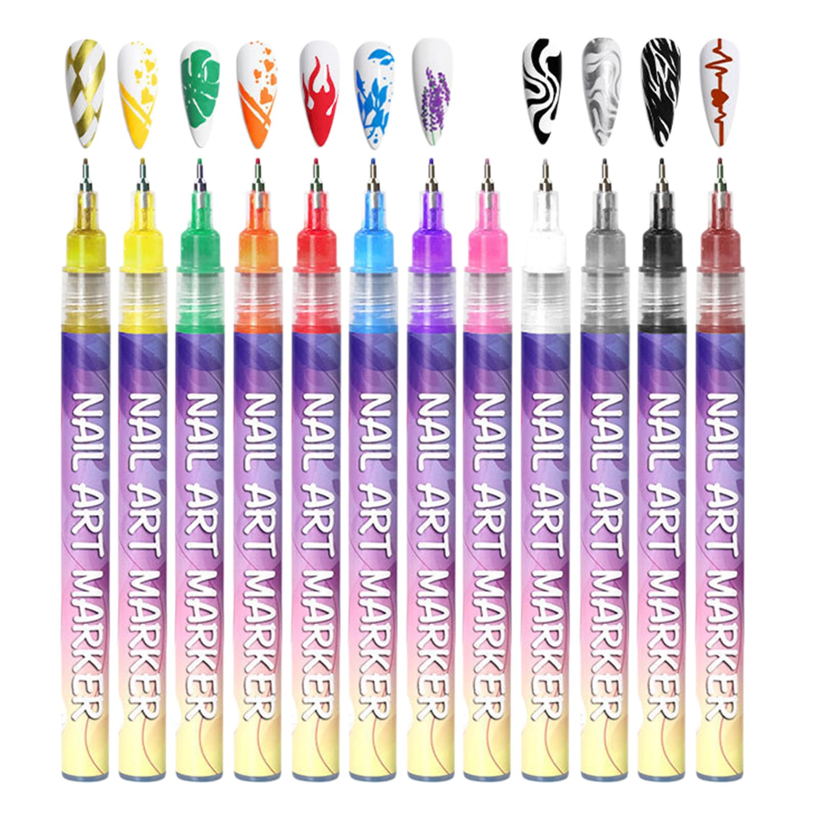 12 Stift Nägel Polieren Stift Set Nägel Lack Stift Trocknend Malerei Stift Maniküre