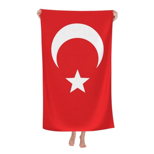 WURTON Strandtuch, Motiv: Flagge der Türkei, personalisierbar, für den Sommerurlaub, Strand-Essentials, Geschenke