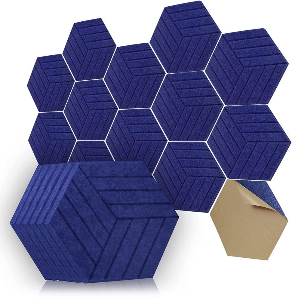 Potadak Hexagon Schallschutzplatten 12 Stück Akustikplatte, Schalldämmplatte für Studio Office Home 5