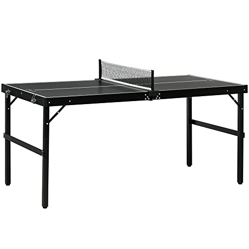 SPORTNOW Mini Tischtennisplatte klappbar Tennistisch Freizeittisch mit Tischtennisnetz Griff Tischtennis Set Indoor Spiel für Zuhause Aluminium Schwarz