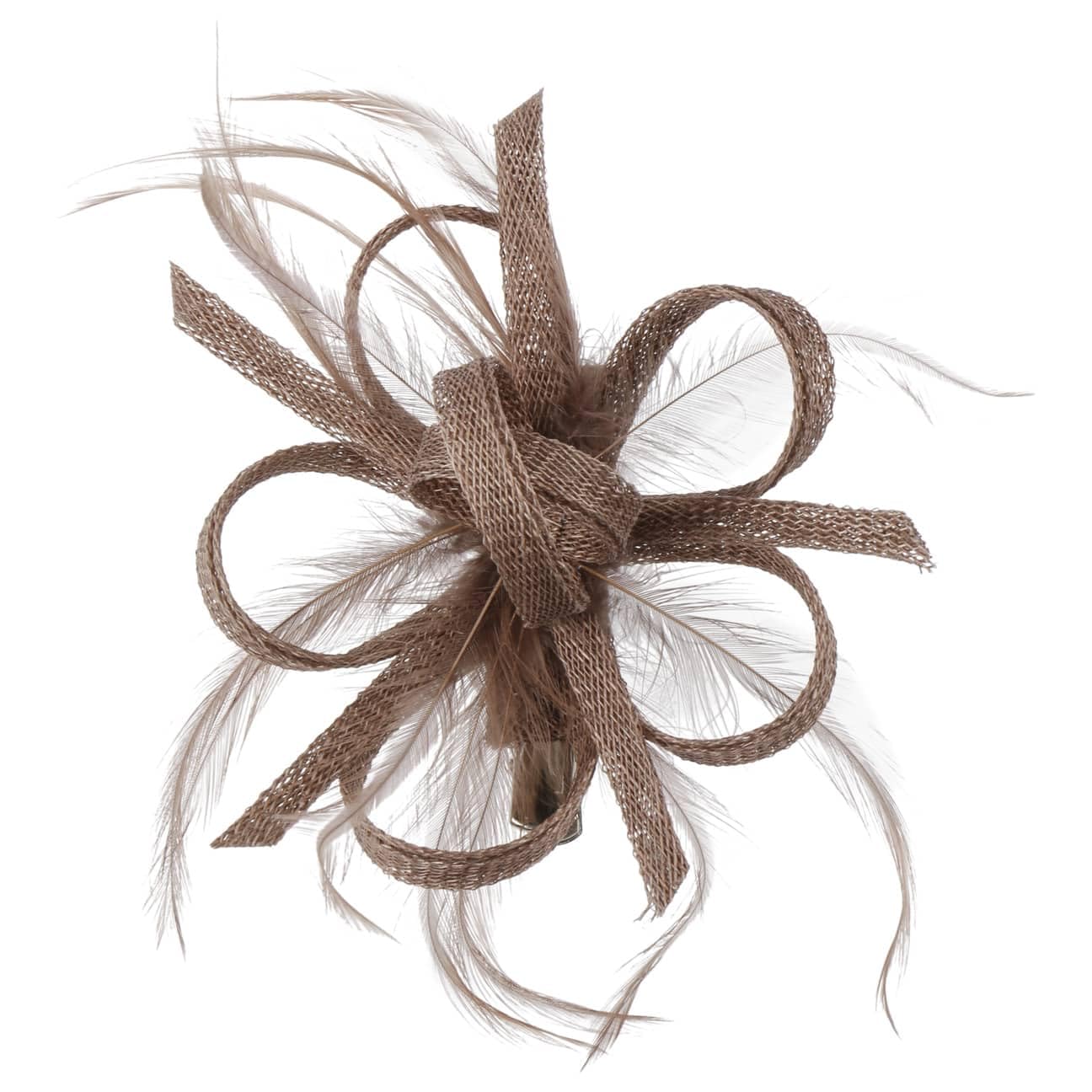 McBURN Clip Fascinator Haarschmuck Kopfschmuck Anlasshut Damen - Made in Italy Frühling-Sommer - One Size Taupe