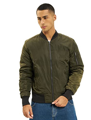 Urban Classics TB1446 Herren und Jungen 2-Tone Bomber Jacket, Bomberjacke leicht gefüttert, Pilotenjacke, Mehrfarbig (darkolive/black 795), Gr. Small