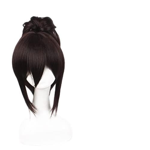 LINLINCD-Wig Anime Cosplay Anime Attack on Titan Hange Zoe Wig Black Hair Cosplay Wig Role Play Halloween Hair Synthetic 30cm Cosplay Accessories