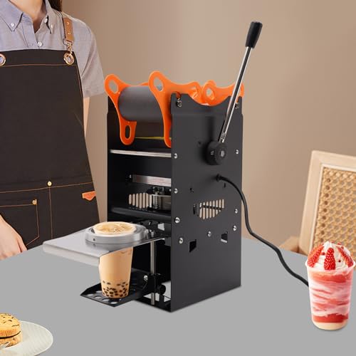 Milchtee Versiegelungsmaschine, 300 Tassen/Stunde Manuelle Teebecher-Versiegelungsmaschine, Becher-Versiegelungsmaschine für Bubble Milk Tea für 90/95mm Durchmesser (Schwarz)