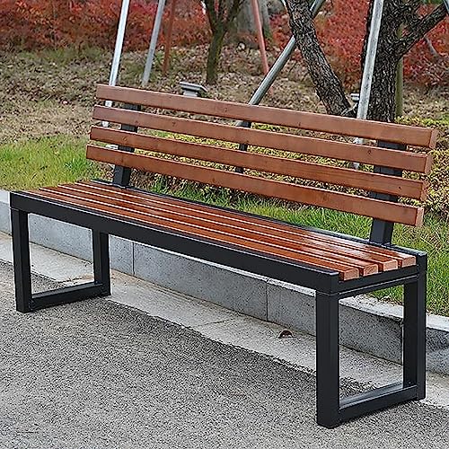 Gartenbank mit Lehne 3-Sitzer Parkbank Massivholzbank Terrassenbänke, Wasserdichtes Metall Wetterfest Robust Stabil Langlebig Gartenmöbel, für Garten Veranda Hof Außenterrassenbank 180*40*85cm