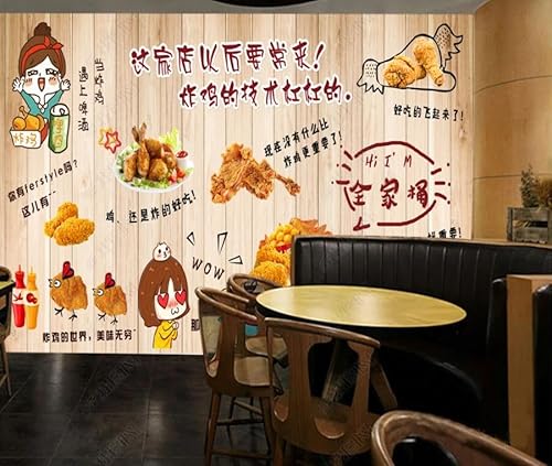 tyujlkjddlf Tapete Wandbild 3D Benutzerdefinierte Fried Chicken Bier Familie Eimer Chicken Wings Burger Restaurant Bar Hintergrundwand-250Cmx175Cm