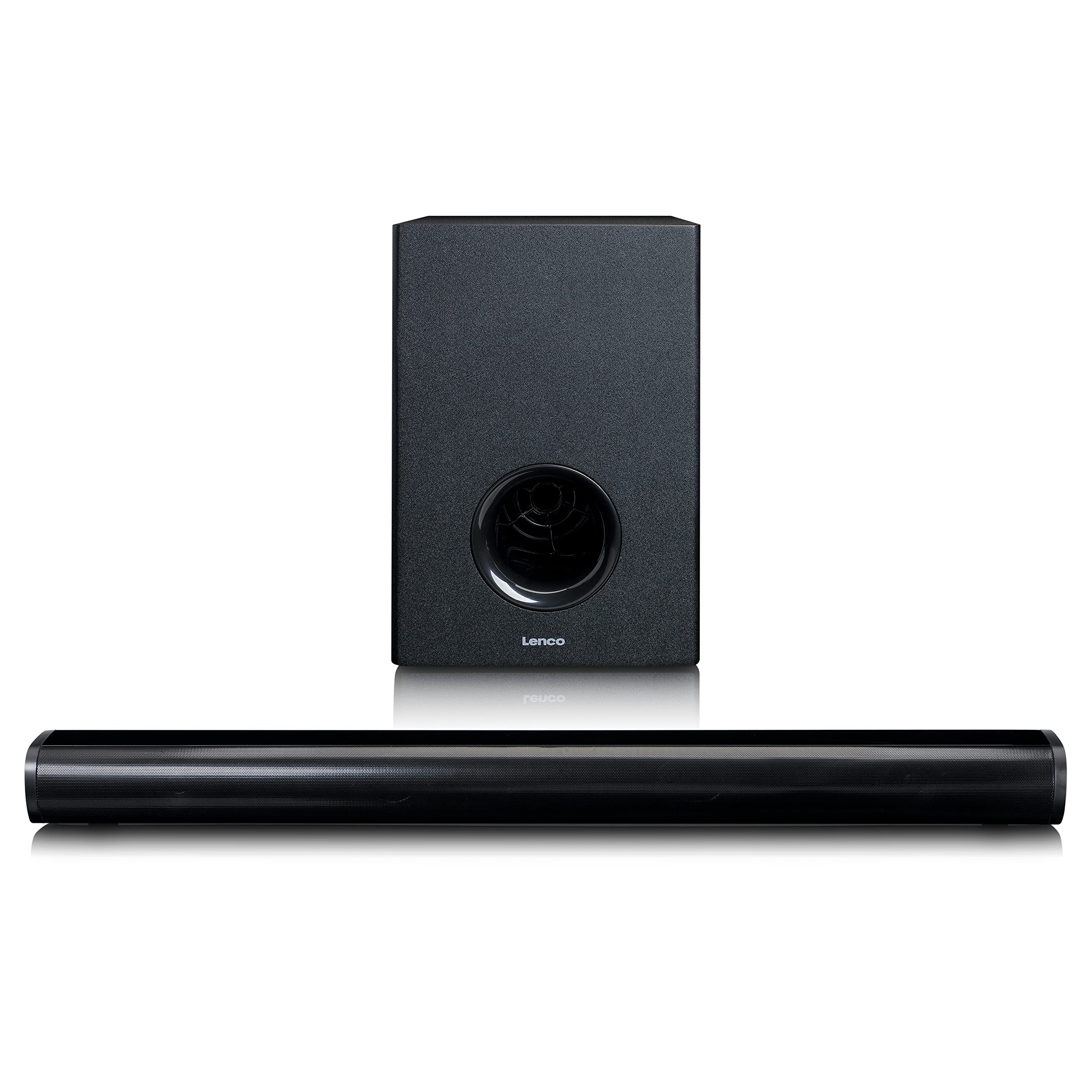 Lenco SBW-801 - Bluetooth Soundbar mit externem Subwoofer - 2 x 20 + 30 Watt RMS - DSP - HDMI (ARC) - Line-In - USB - AUX Eingang - Schwarz, SBW-801BK