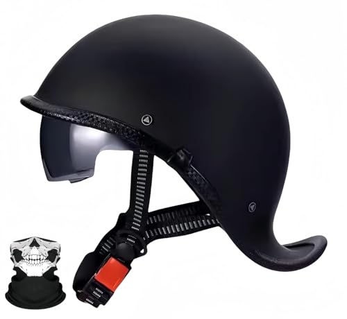 Motorrad-Halbhelm-Kappe, Motorrad-Roller, Moped, Offene Helme, Herren Und Damen, Moped-Helm, Motorrad, ECE-Zugelassener Vintage-Helm F,XXL61-62CM