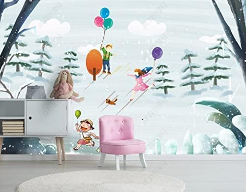 XLMING Handgemalter Baum Tier Ballon Wand Küche Esszimmer Arbeitszimmer Wohnzimmer TV Hintergrund Wand 3D Tapete-430cm×300cm