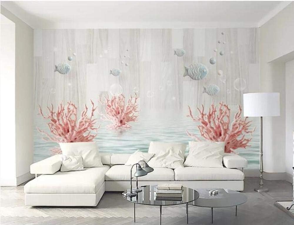 Korallenfisch Wasserblasen 3D Tapete Poster Restaurant Schlafzimmer Wohnzimmer Sofa TV Dekorative Wand-400cm×280cm