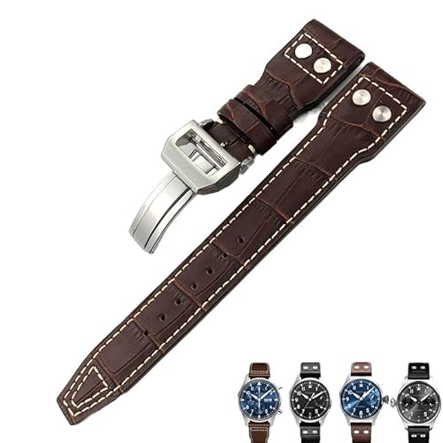 BANDKIT Uhrenarmband aus italienischem Rindsleder für IWC-Uhrenarmbänder, 22 mm, Achat