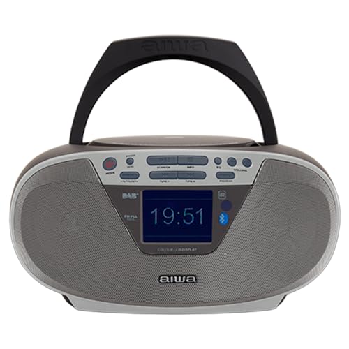 Aiwa BBTU-500DAB/SL Tragbares CD-Radio Dab+ mit 2,4 Zoll Farbdisplay, Bluetooth 5.0, USB, CD/CDR/RW/MP3, Dab+, Farbe: Silber