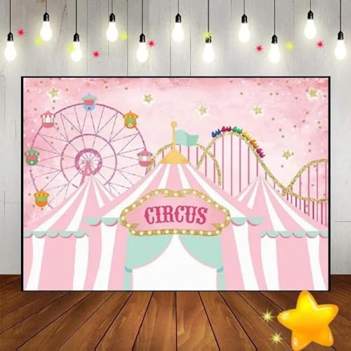 Zirkus Geburtstagsthema e Zum Karneval Rotes Zelt Bunte Ballon Hintergrund Baby Shower Party Fotodekoration Banner 240X180cm