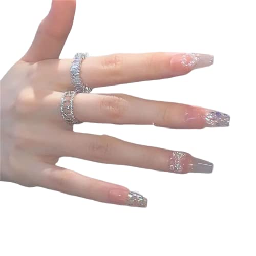 Bling Press on Nails, luxuriöse wiederverwendbare Kunstnägel, handgefertigte Nagelkunst mit Design von lizenziertem Maniküristen (S, B) (CS)