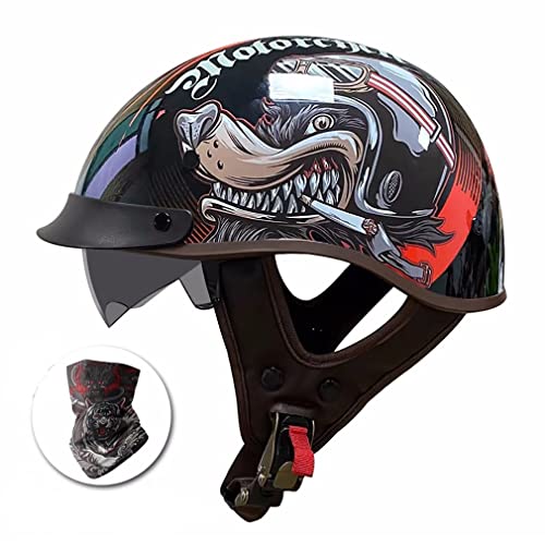 Motorradhelm Halbschalenhelm Mit Fahrradvisier ECE-Zertifizierung Brain Cap Eingebaute Sonnenbrille Atmungsaktiv Herausnehmbares Innenfutter Für Damen Herren Erwachsene（57-64cm）